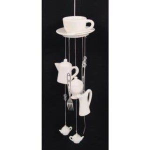 *Premium Teacup Teapot White Ceramic Wind Chimes